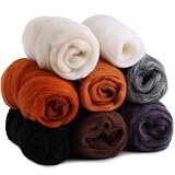 Namner Filzwolle, schwarz, weiß, braun, 80 g Filz Wolle von 8 Farben, Nadel...