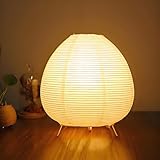 ACMHNC Reispapier Lampe Retro Reispapier Nachttischlampe mit Weiß Schirm...