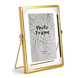 SWAWIS 1x Bilderrahmen Stehend Glas A5, 15 * 20cm Glas Metall Fotorahmen, Retro...