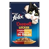 FELIX So gut wie es aussieht Doppelt Lecker Katzenfutter nass in Gelee, mit Rind...
