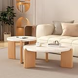 SOUWOFS Satztisch, Runder Couchtisch, 2Er-Set, Moderner Couchtisch Aus Holz,...