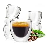 Marindo Espressotassen 6er Set doppelwandig 80ml | Espresso Gläser, Mokkatassen...