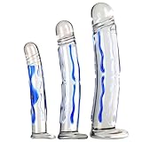 Tplkxurib 3 Größen Clear Glasdildo Analplugs mit Glasbasis,Kristall Dildo...