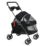 2-in-1 Hundebuggy bis 15 kg – Hundewagen & Katzenwagen klappbar mit...