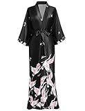 Prodesign Damen Morgenmantel Kimono Kranich Gedruckt Maxi Lang Damen Bademantel...