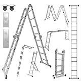 Ikodm 4x4 Stufen Mehrzweckleiter 4,7 m 7 in 1 Aluminium Multifunktionsleiter bis...