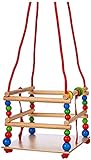 Hess Holzspielzeug 31101 - Gitterschaukel aus Holz mit bunten Perlen und Ringen,...