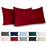 Kissenbezug 40 x 80 Renforcé Baumwolle (2er-Set) - Burgunderrot - Dicht gewebt...
