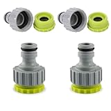 4 Stück Gardena Hahnverbinder, 1/2 Zoll 3/4 Zoll 2-in-1 Garten Hahnverbinder...