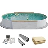 Fresh-Pool Profi Stahlwandpool Set oval, 525x320x120 cm, Stahl 0,6 mm weiß,...
