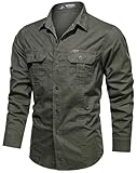 PADOLA Hemd Herren Baumwolle Hemden Langarm Slim Fit Cowboyhemd Stehkragen...