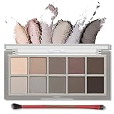 Erinde 10 Farben Matt Lidschatten Palette, Schwarz Smokey Eyes Set, Matte Gery...