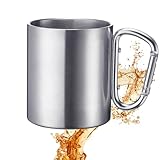Westmark Edelstahltasse mit Karabinerhaken – praktische Camping-Tasse Outdoor,...