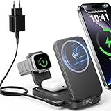 INIU 3 in 1 Mag-Safe Ladegerät, 15W Qi2-Zertifiziert Wireless Charger, Kompakt...