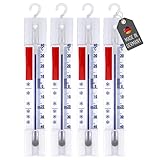 Lantelme 4 Stück Kühlschrankthermometer Set Analog mit Haken Thermometer für...