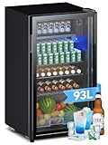 Devoko Getränkekühlschrank mit Glast,93L Minikühlschrank,mit RGB LED...
