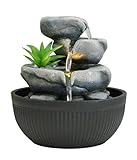 Dehner Zimmerbrunnen Lono, Brunnen mit LED Beleuchtung, ca. Ø 21 cm, Höhe 21...