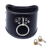 Roluck Leder Halsbänder mit Große O-Ring 2 Schloss Flirt Gothic SM Choker...