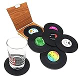 6 Stück Retro CD-Schallplatten-Untersetzer für Kaffee, Getränke, Geschirr,...
