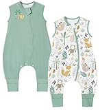 Chilsuessy 2er Pack Baby Schlafsack mit Füßen 1.5 Tog Ganzjahres Schlafsack...