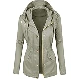 Damen Parka Leichter für, Frühlings- und Sommerjacke mit Kapuze,...