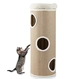 SOARS Kratztonne für Katzen XXL, 113 cm Katzentonne mit 3 Höhlen und...