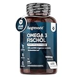 Omega 3 1000mg Fischöl 400 Weichkapseln - 1+ Jahr Vorrat - Essentielle...