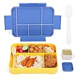 BELLE VOUS Brotdose Blau mit 6 Fächern & Besteck - 1330 ml Auslaufsichere Bento...