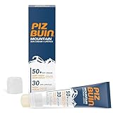 PIZ BUIN Mountain 2-in-1 Sonnencreme LSF 50+ (20 ml) und Lippenpflege LSF 30...