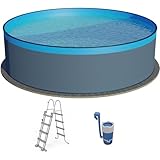 Stahlwandpool Set rund Arizona 350x90 cm, Stahl 0,3 mm anthrazit, Folie 0,2 mm...