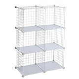 ESTEXO Stufenregal Regalsystem Steckregal 6 Fächer Gitter DIY Regal Metall...