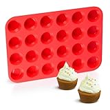 Mini Muffinform Silikon, Rot Muffinform Silikon für 24 Muffins, Ø 4,5 cm x 2,3...