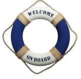 Deko Rettungsring 50 cm Blau/Weiß Welcome on Board Maritime Dekoration