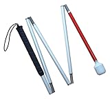 VISIONU Blindenlangstock，weiße Stock， Faltlangstock mit Kautschukgriff,...