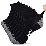 Jeasona 8 Paar Bambus Sneaker Socken Herren 43-46 Schwarz Diabetikersocken...