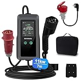 BETUMODA Mobile Wallbox 11kW[3-phasig 7M Einstellbare Ladeleistung] CEE 16A auf...