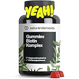 natural elements Biotin Haar Gummies - 120 vegane, zuckerfreie Gummibärchen mit...