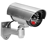 H4L Überwachungskamera CCD Attrappe Silber Kamera Dummy LED Video Security Fake...