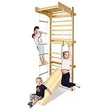 LARS360 Multifunktions Sprossenwand Set für Kinder, Holz Klettergerüst Indoor...