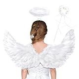 Goenb Engelsflügel, 80 * 41cm Engelsflügel Weiß Engel Kostüm Damen Kinder...