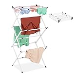 Relaxdays Wäscheständer, klappbar, ausziehbar, 11 Stangen, 6 Ebenen,...