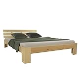 Homestyle4u 1837, Holzbett 140x200 mit Lattenrost Natur Bett Doppelbett...