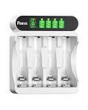 POWXS Batterie Ladegerät für NI-MH NI-CD AA AAA Akkus, 4 Ladeplatz Akku...