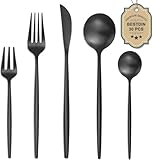 Bestdin Besteck Set 6 Personen, 30 teilig Edelstahl Besteckset Schwarz Matt,...