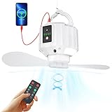 Wastou 5200 mAh Camping-Ventilator, Mini-USB-Ventilator mit LED-Licht & Haken,...