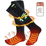 Beheizte Socken, Elektrische Heizsocken Damen Herren, Wiederaufladbare Beheizbare Socken mit 4 Temp modi, APP-Steuerung Thermosocken Fußwärmer Socken für Outdoor-Wandern/Skifahren/Camping/Angeln, L