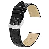 BISONSTRAP Uhrenarmband 20mm, Armband aus Alligator Geprägtem Leder, Schwarz...