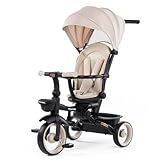 moovkee. Kinder Dreirad mit Schubstange ab 1 Jahr mit 360-Grad-Sitz – Beige...