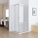MIQU Duschkabine Eckeinstieg 80x80 cm Duschwand mit Doppel Schiebetür rollen,...