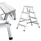DRABEST Klappleiter Klapptritt Alu Leiter 2 x 4 Stufen Trittleiter Beidseitig...